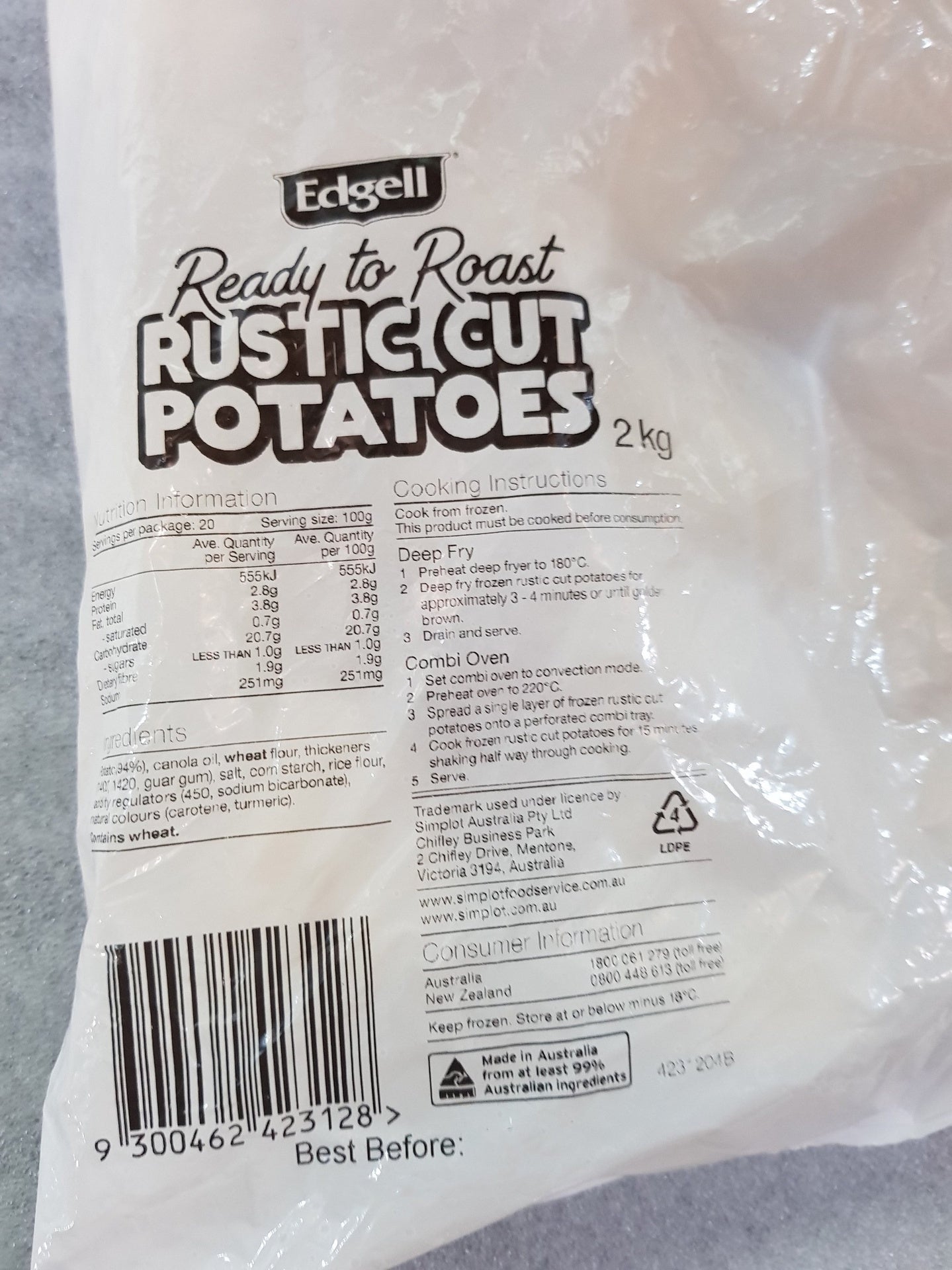 Edgell Rustic Cut Potatoes 2kg