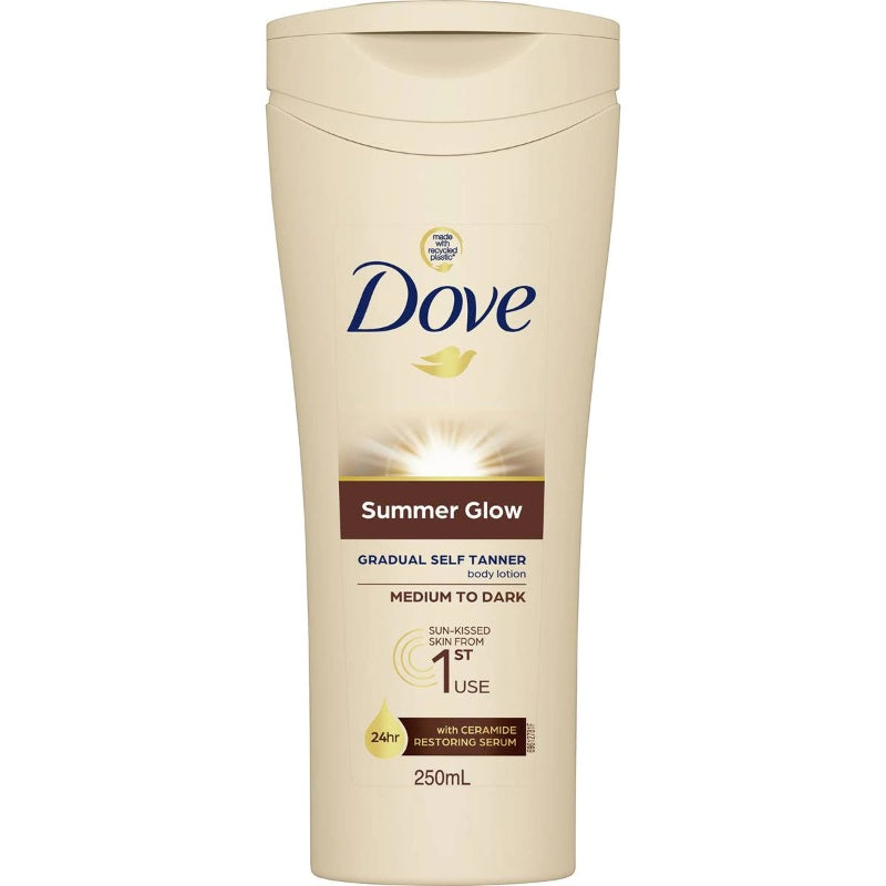 Dove Summer Glow Gradual Tan Body Lotion Medium To Dark Skin 250ml