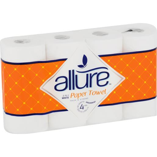 Allure White Paper Towel 3Ply 4pk