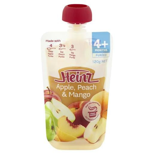 Heinz Babyfood 6 Months+ Pouch n Spout Apple Peach, Mango 120g