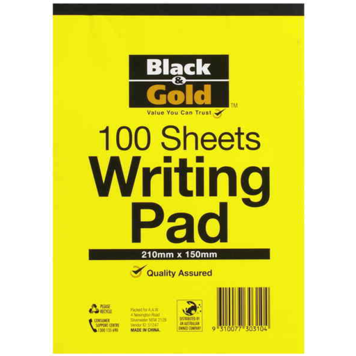 Black & Gold 100 Page Writing Pad