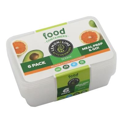 Disposable Food Containers Rectangle 500ml 6pk