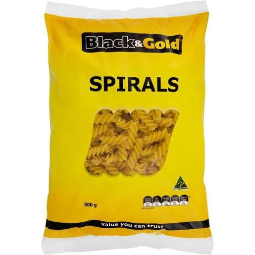 Black & Gold Pasta Spirals 500g