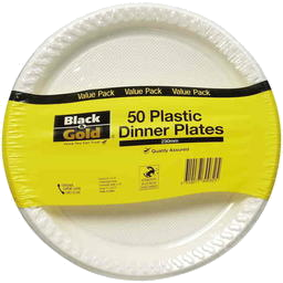 Black & Gold Paper Plate 225mm 50pk