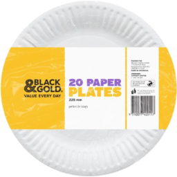 Black & Gold Paper Plate 20pk