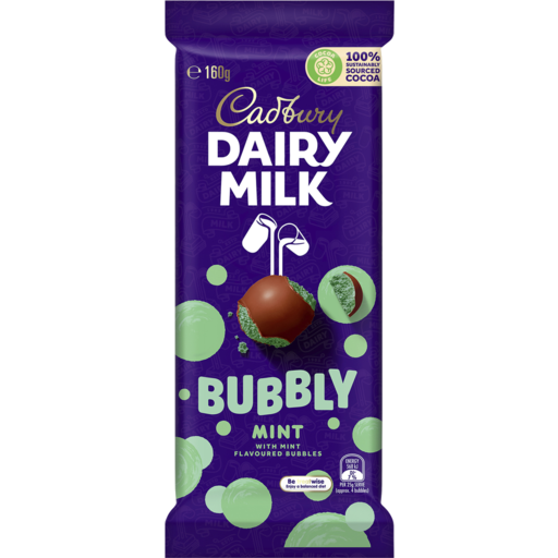 Cadbury Dairy Milk Bubbly Mint Milk Chocolate Block