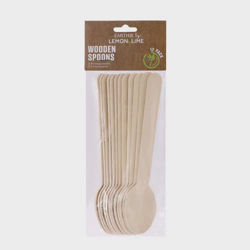 Lemon and Lime Eco Wooden Spoons 15.5cm 12Pk