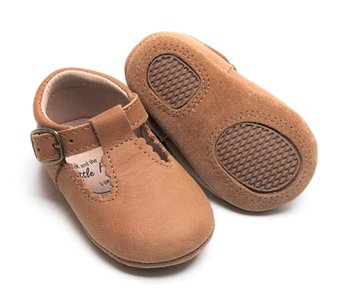 Tan Tbar | Soft Soled | Waxed Leather - 0-6m