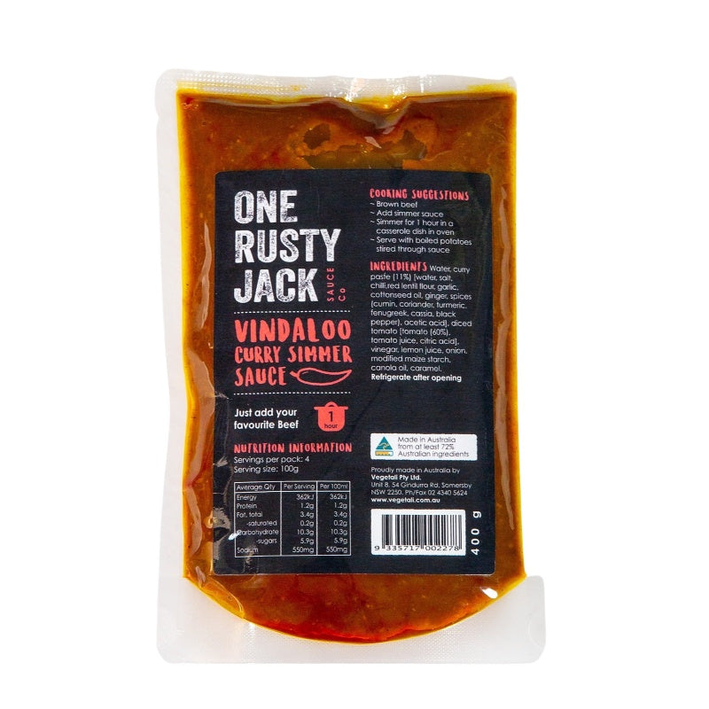 One Rusty Jack Vindaloo Curry Simmer Sauce 400g