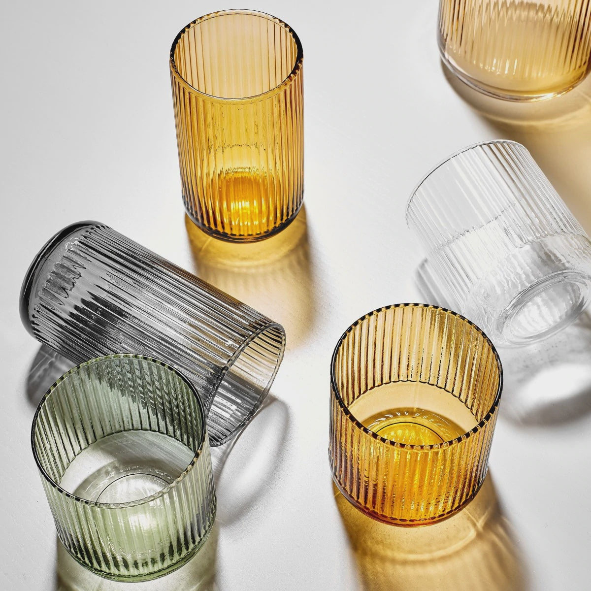 Ribbed Glass Highball Tumbler